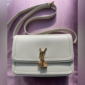 Saint Laurent Medium Solferino Leather Shoulder Bag- Crema Soft